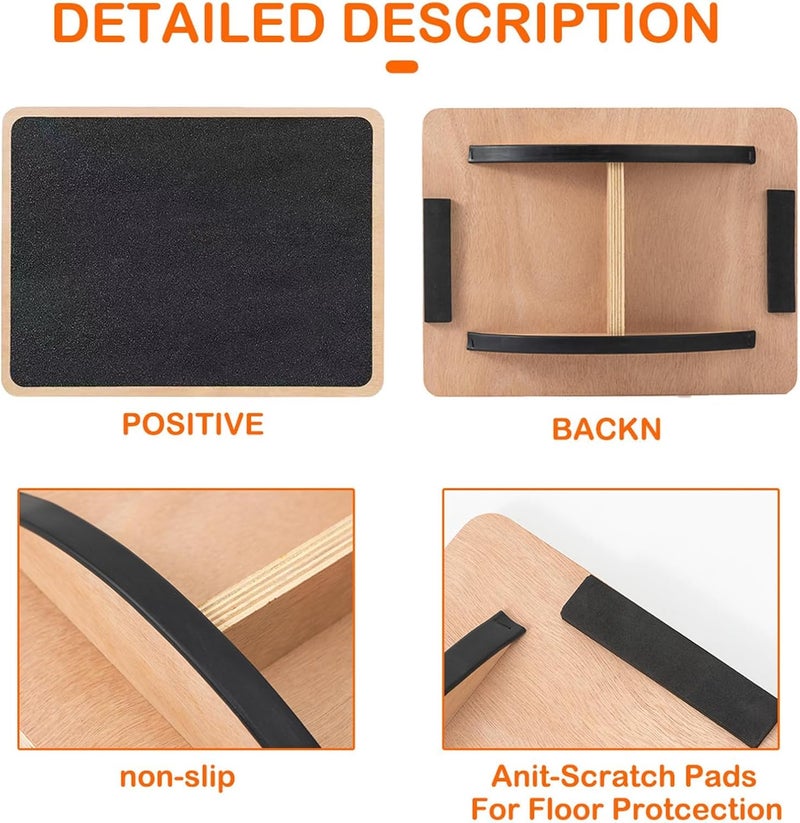 Juoe Balance Board Wobble Board for Adults and Kids - Anti-Slip 350LBS Balance Board for Physical Therapy,Balance Training,Posture Correction,Standing Desk Core Strength Wooden Balance Rocker Board - Image 3